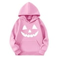 thumbnail image 3 of OGLCCG Kids Fleece Oversized Hoodies Boys Girls Pumpkin Face Print Hooded Sweatshirt with Pocket Loose Fall Winter Pulover Tops 4-14 Years, 3 of 3