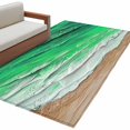 thumbnail image 2 of Coastal Ocean Washable Area Rugs 3'x5', Beach Dark Green Waves Gradient Oil Painting Low Pile Throw Living Room Rug Non-Slip Sturdy Edge Binding Carpet for Indoor Entryway Bedside Kitchen, 2 of 9