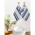 thumbnail image 2 of Navy Blue Grey Stripe Kitchen Dish Towels for Drying Dishes Set of 2, Farmhouse Minimalist Striped Waffle Weave Microfiber Hand Tea Bathroom Towels Quick Dry & Absorbent Towel 12x12, 2 of 7