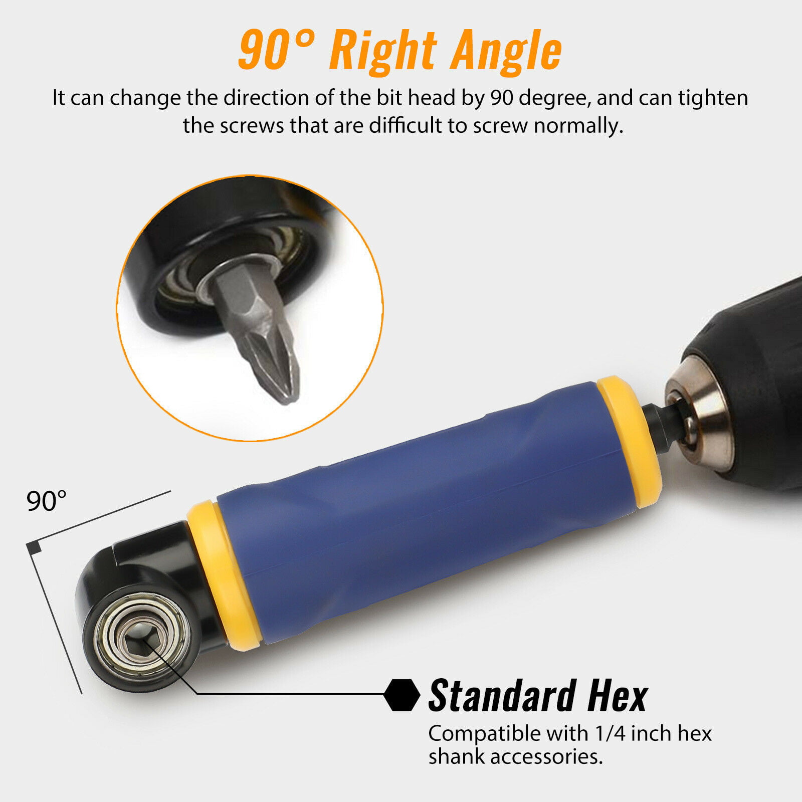 Details about   Right Angle 90 Degree Extension Drill Driver Screwdriver Adapter Lin Q9M2 