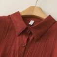 thumbnail image 5 of Ashirexll Womens Casual Tops, Summer Shirts for Women, Solid Color Imitation Linen Embroidered Button Short Sleeve Round Neck Top, 5 of 7