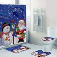 thumbnail image 1 of PATIO 4 Pieces Set 3D Digital Printing High-Density Merry Christmas Theme Pattern Shower Curtain Set Bathroom Floor Mat Base Mat Toilet Mat Home Holiday Decoration Bathroom Accessories Ch, 1 of 7