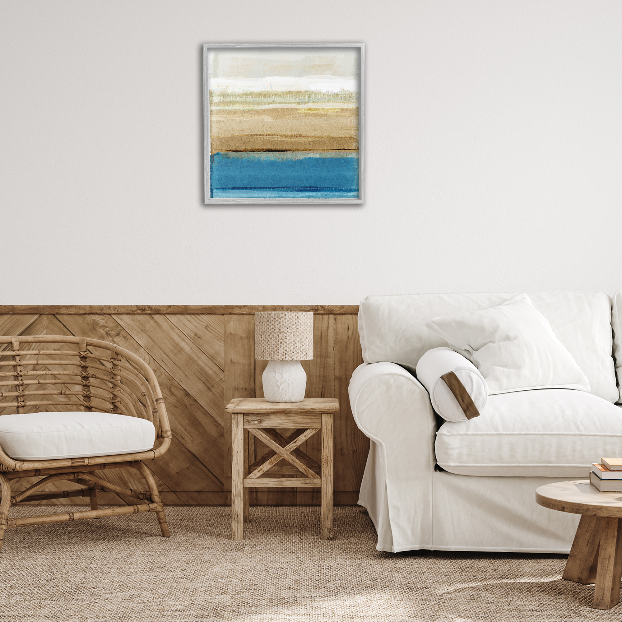 Stupell Industries Nautical Blue Daze Abstract Painting Gray Framed Art Print Wall Art, 24 x 24