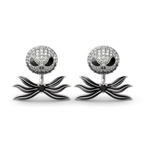 NBC Jack Skellington Rhinestone With Bow Tie Stud Earrings