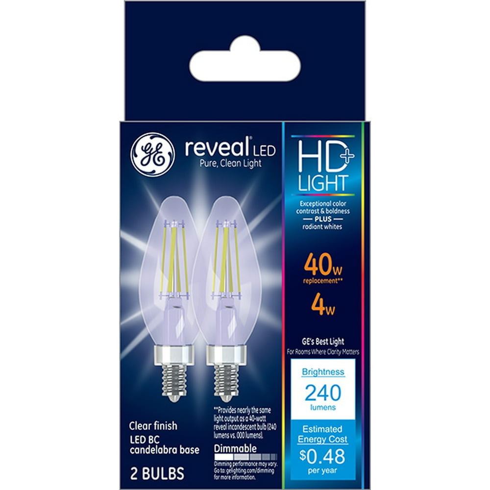 GE LED 4W (40W Equivalent) HD Reveal, Clear Decorative Light Bulbs