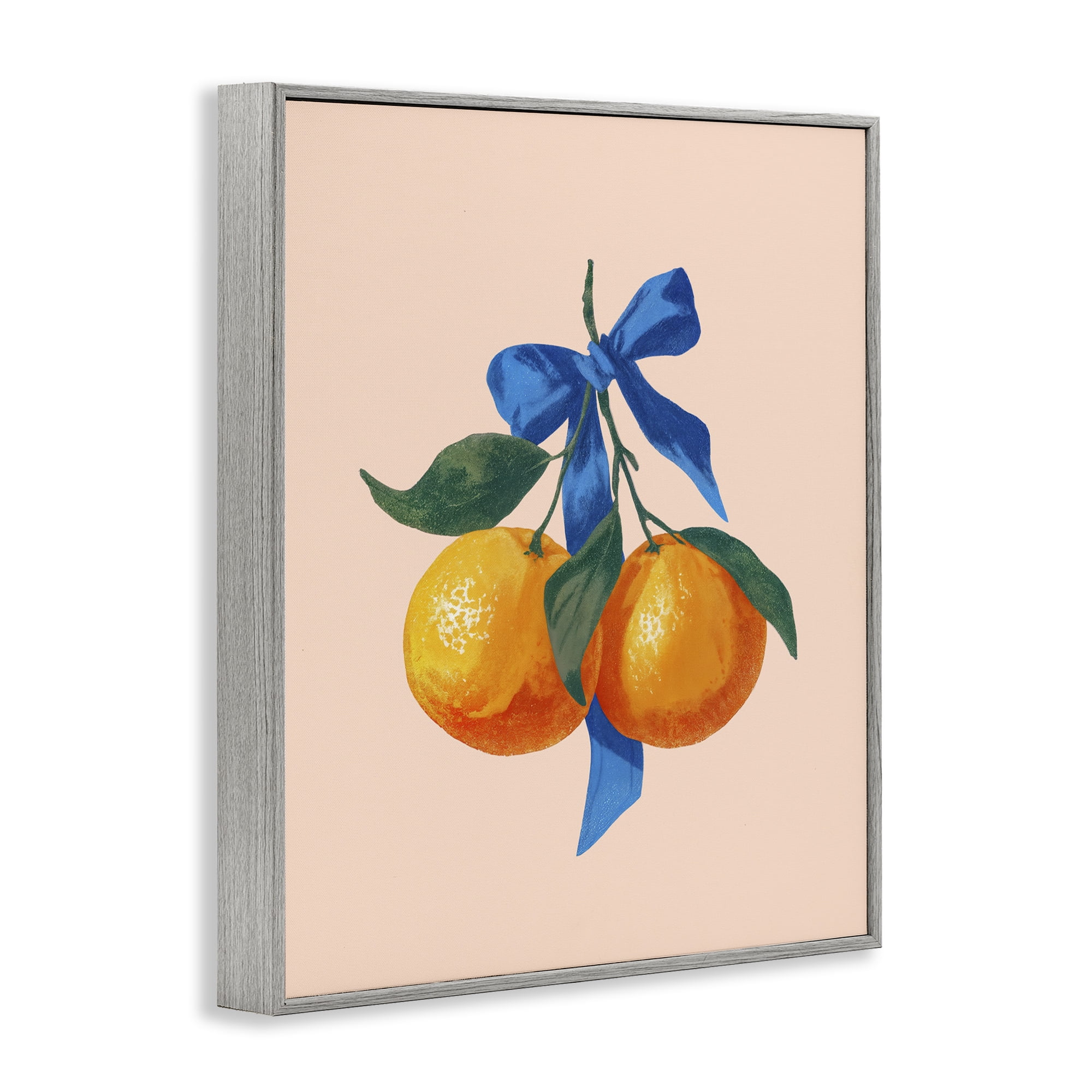 Stupell Industries Two Oranges with Blue Bow Gray Framed Giclee Art, design by Imagine It Images