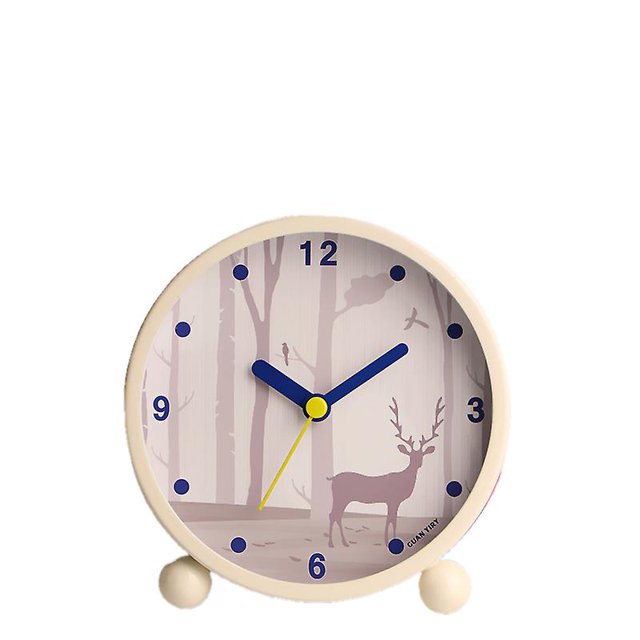 Reloj despertador pequeño redondo, función de luz nocturna silenciosa, reloj despertador de noche para estudiantes, reloj despertador digital (bosque) v Feliz Sencillez