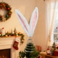 thumbnail image 6 of Easter Bunny Ear Tree Topper Decoration, Holiday Easter Tree Decor Featuring Fluffy White Bunny Ears and Carrot Accent for Festive Spring Home and Tabletop Display Blahzhy | Multicolor, 6 of 7