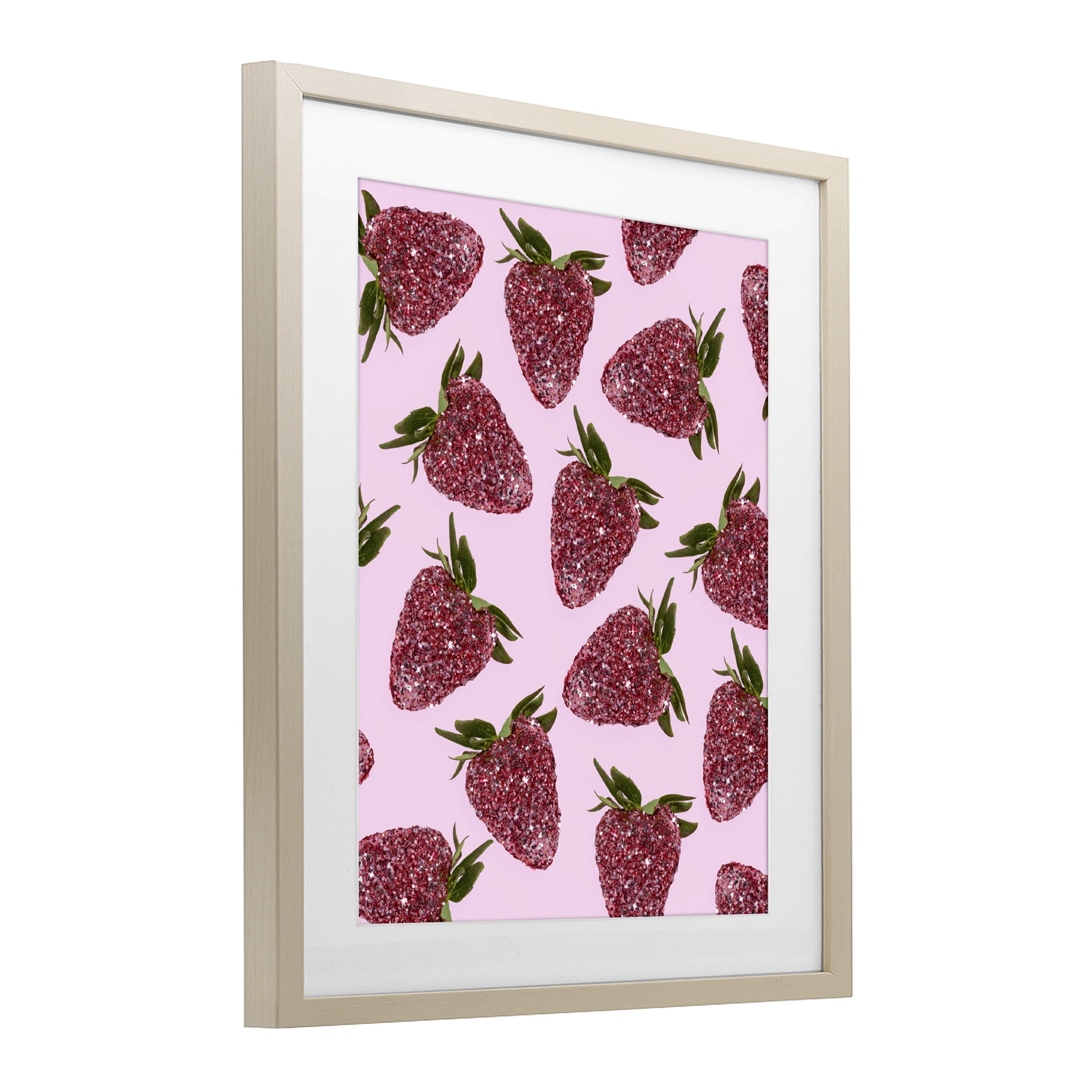 Stupell Industries Glimmer Strawberry Pattern Birch Framed Print Under Glass, design by LISH Creative