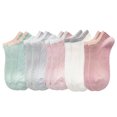 thumbnail image 1 of Calcetines cortos de algodón de color liso para mujer, medias invisibles antideslizantes de silicona con boca baja para primavera y verano, 1 of 5