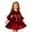 Red2, variant on Girls Velvet Dress Girls Long Sleeve Xmas Party Dress (Red1)