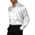 thumbnail image 5 of MODA NOVA Big & Tall Men's Dress Satin V Neck Long Sleeve Button Down Shirts White LT, 5 of 5