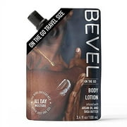 Bevel All Day Body Lotion for Men with Shea Butter and Argan Oil, On-The-Go Pouch, Lightweight Formula Softens and Smoothes Skin, Travel Essentials, TSA Friendly, 3.4oz