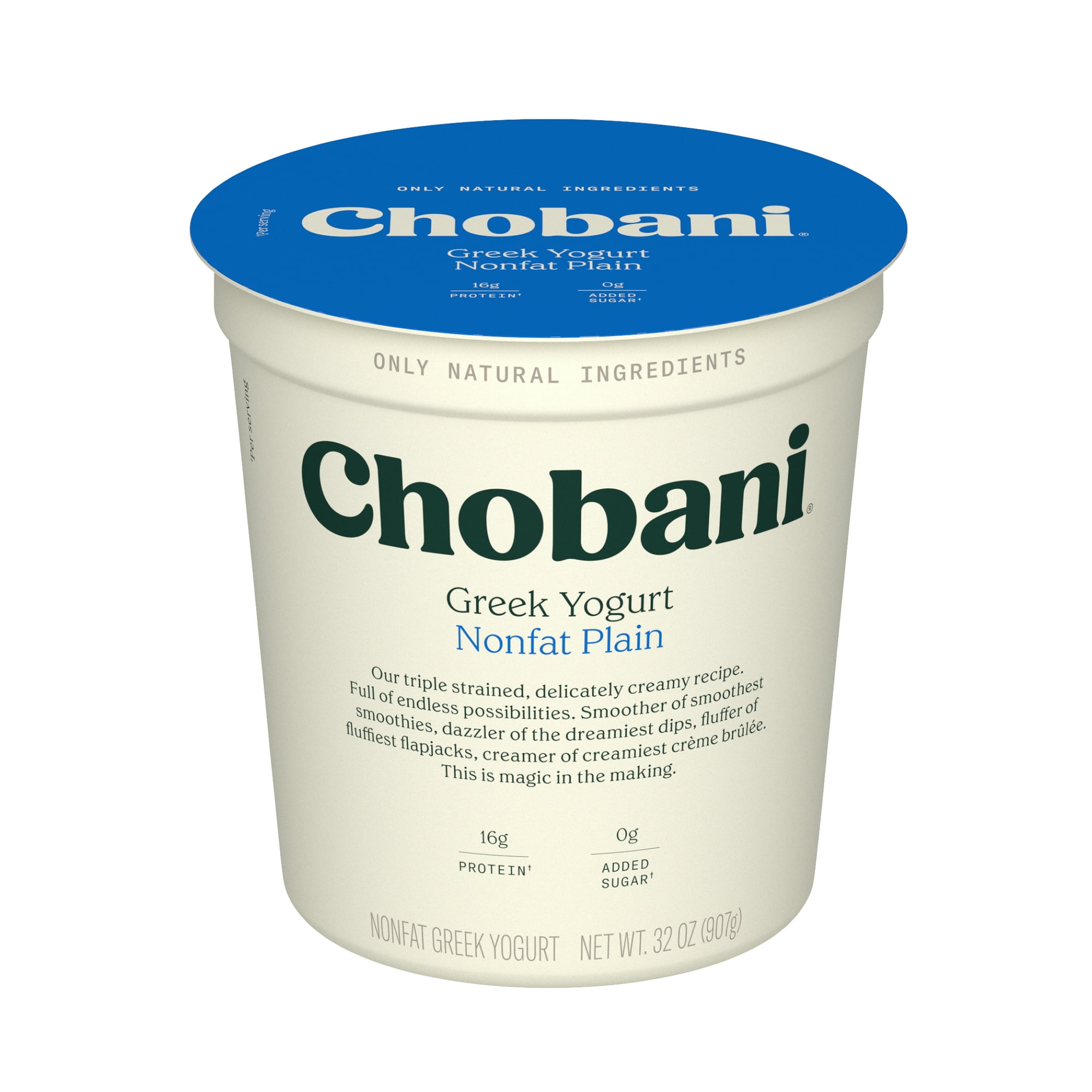 Chobani Non-Fat Greek Yogurt Plain 32 oz Tub