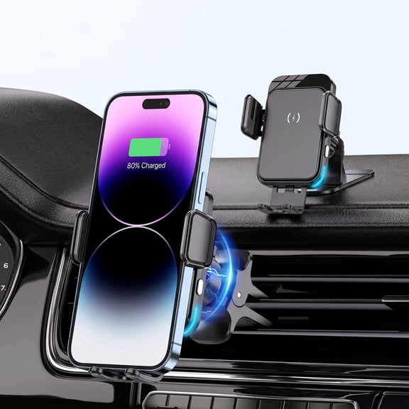Wireless Car Charger, 15W Fast Charging Auto Clamping Phone Holders for Car Phone Mount for iPhone 18 17 16 15 14 13 12 Pro Max 11 XR XS, for Samsung Galaxy S26 S25 S24 S23 Ultra