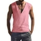 thumbnail image 1 of Camiseta sin mangas de cuello en V lisa para hombre: camiseta informal transpirable sin mangas para el verano, la playa y el entrenamiento., 1 of 5