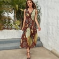 thumbnail image 3 of Autumn Pumpkins Maroon Background Sleeveless Dress Dresses Women Summer Evening Dresses Ladies Bohemia Long Dresses, 3 of 9