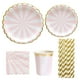 thumbnail image 5 of FELTECHELECTR Juego de 69 platos, vasos y pajitas de papel desechables para fiestas (rosa), 5 of 6