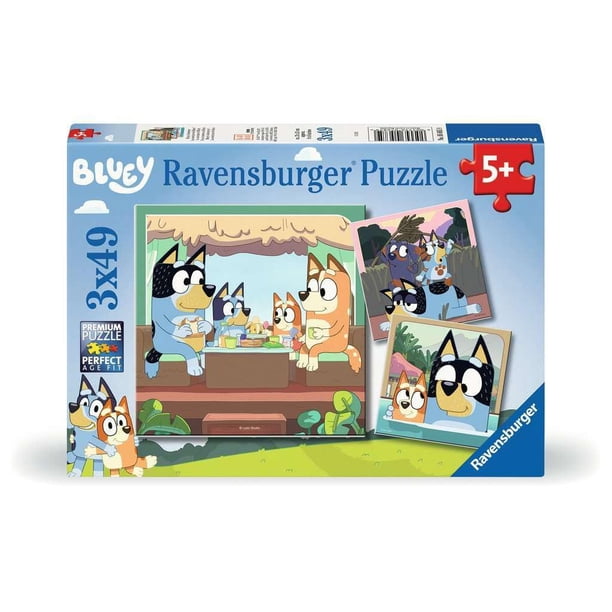 Rompecabezas Ravensburger Bluey de 3 x 49 piezas para niños mayores de 5 años