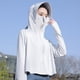 thumbnail image 1 of Ropa de protección solar UV Camisa refrescante con bloqueador solar Manga larga con capucha y máscara para mujer para senderismo Camping Gris, 1 of 5