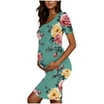 thumbnail image 5 of breaise Floral Side Ruch Maternity Dress Summer Crew Neck Bodycon Mini Dress 2025 Short Sleeve Baby Shower Dress Casual Lounge Pregnancy Dress Daily Wear, 5 of 6