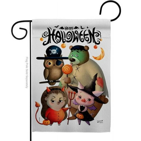 Angeleno Heritage G130413-BO Halloween Friends Falltime 13 x 18.5. in. Double-Sided Decorative Horizontal House Garden Flag for Decoration Banner Yard Gift
