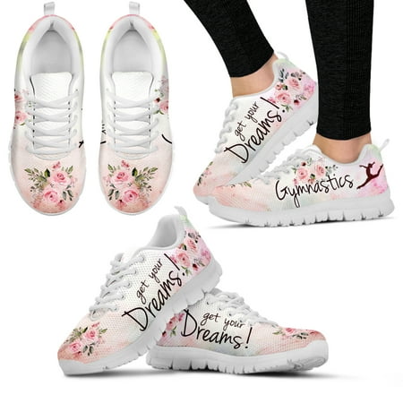 

New Gymnastics Design Brand Sneakers Get Your Dreams Shoes Pink Floral Print Basketball Shoes Zapatos Planos