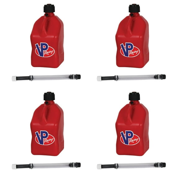 VP Racing Fuels 5.5 Gallon Utility Jugs with Deluxe Hoses, Red (4 Pack)