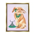 thumbnail image 3 of Stupell Industries Fluffy Bunny Rabbit Talking Green Rotary Phone Graphic Art Metallic Gold Floating Framed Canvas Print Wall Art, Design by Amelie Legault, 3 of 5
