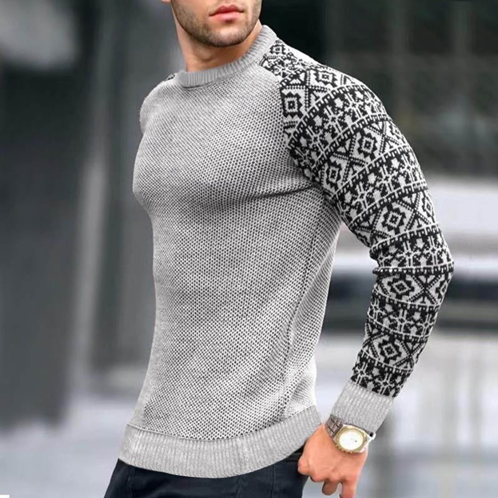 Lilgiuy Men's Fashion Autumn And Winter Round Neck Pullover Long
