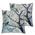 thumbnail image 2 of JRXY  Set of 2 Ink Painting Watercolor Blue Grey Lovely Birds Tree Leaves Decorative Throw Pillow Cover Case Home Living Room Bed Sofa Car White, 2 of 6