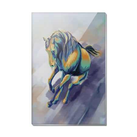 

Horse Running Painting Cool Colors Rectangle Acrylic Fridge Refrigerator Magnet