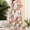 thumbnail image 5 of New Summer Dresses for Women 2024 Plus Size Print Plus-Size Dress V-Neck Short Sleeve Elastic Waist Dress Beach Dress Sun Dress Ruffled Flowy Midi Dress 50% off Clearance!, 5 of 9
