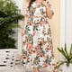 thumbnail image 4 of Vestido Midi Odeerbi Talla Grande Estampado Cuello V Manga Corta Cintura Elástica Volantes, 4 of 9