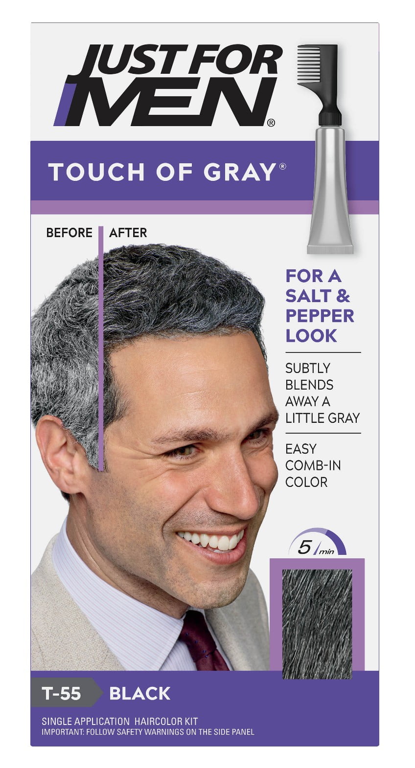 Just For Men Touch of Gray Hair Color, Black T-55 - Walmart.com
