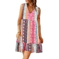 thumbnail image 1 of IROINNID V-Neck Shift Dress For Women Summer Fashion Sleeveless Print Ruffles Casual Dress Comfort Waist Dress, 1 of 8