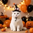 thumbnail image 4 of Halloween Pet Witch Hat, Adjustable Cat Dog Halloween Hat with Bow, Pet Party Cosplay Headwear for Cats Small Dogs, 4 of 6