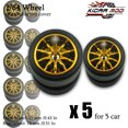 thumbnail image 1 of 1/64 Front Small Rear Big Wheels with Detachable Slick Rubber Tires for Model Cars Refiting Parts for Hotwheels (5 Sets) RLCBS002, 1 of 6