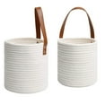 thumbnail image 5 of ibasenice 2-Pack Handwoven White Cotton Planter Baskets for Air Plants, Round Hanging Woven Pots for Home Decor, 5 of 8