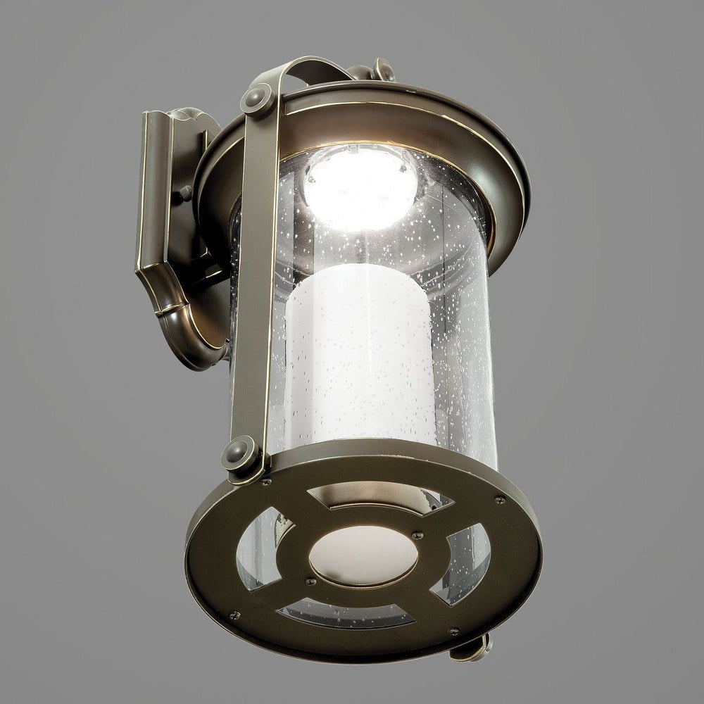 Progress Lighting Whitacre 1-Light Outdoor Wall Lantern in Antique Bronze with Seeded and Etched Opal Glass Shade