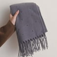 thumbnail image 4 of WREESH Women's Fringe Solid Color Tassels Scarf, Soft Skin-Friendly Warm Winter Comfort Gray, 4 of 5