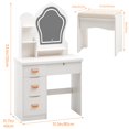 thumbnail image 5 of TidBay Makeup Vanity Desk with LED Lighted Crown-shaped Mirror, Vanity Table with 4 Drawers and Opening Shelves, Bedroom Dressing Table with Stool, 5 of 7