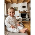 thumbnail image 5 of RUINIXCW Infant Baby Boy Spring Fall Clothes 1 3 6 9 12 18 Months Textured Romper One Piece Outfit Long Sleeve Button Down Collar Jumpsuit with Chest Pockets, 5 of 9