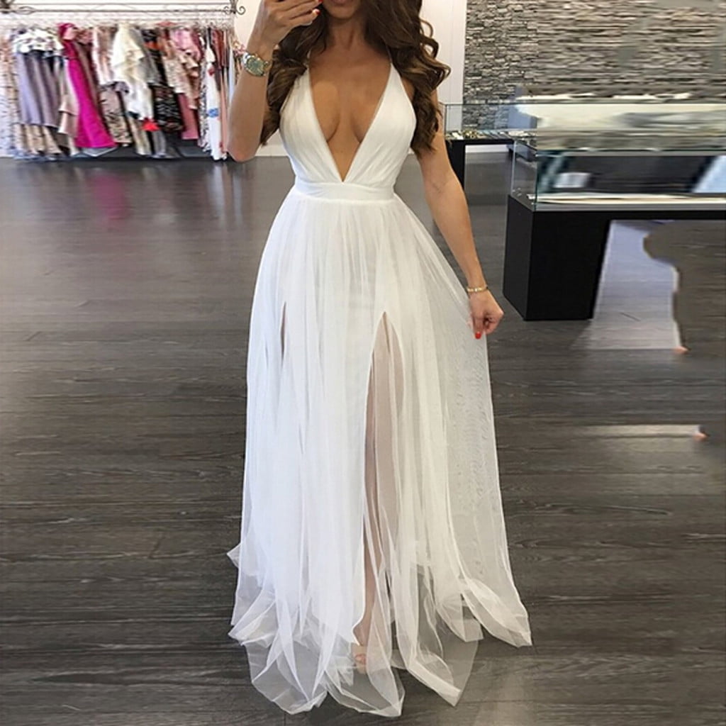 Long Dress Dresses Polyester White 