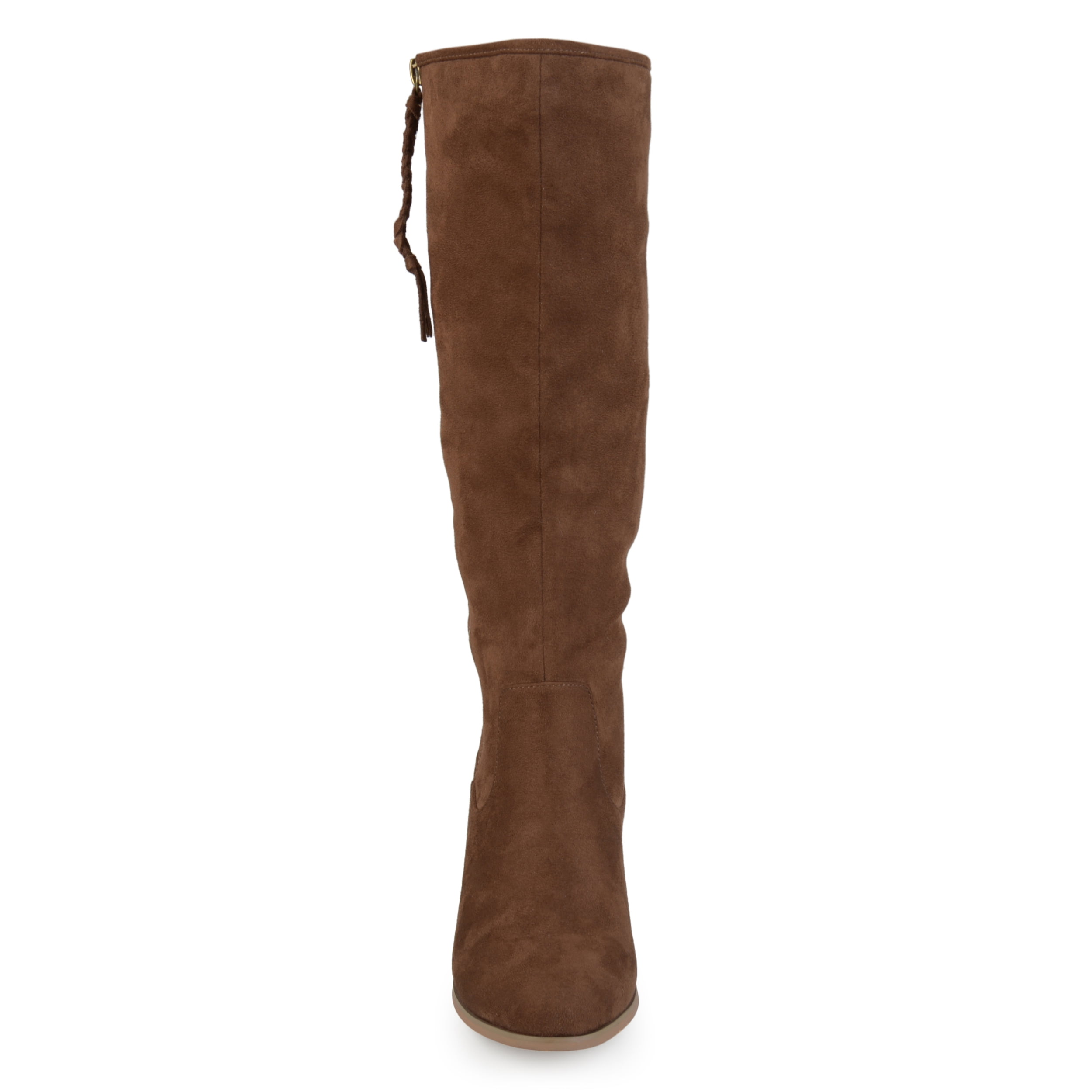 Journee Collection Women's Sanora Mid-Calf Wide Calf Stacked Heel Riding Boots