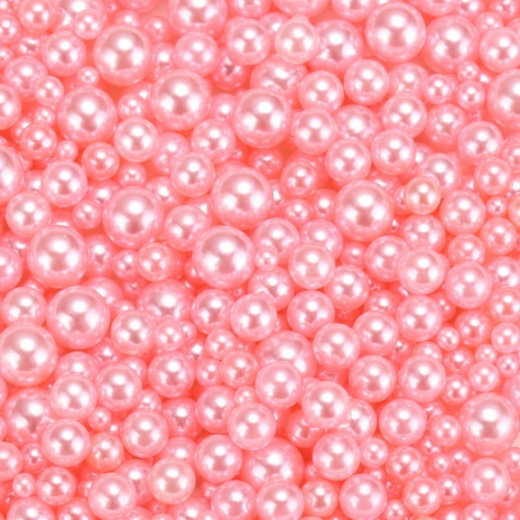 Uxcell 800 Pcs Faux Pearl for Crafting 0.12''-0.31'' No Hole ABS Round Pearls for Vase Fillers Pink