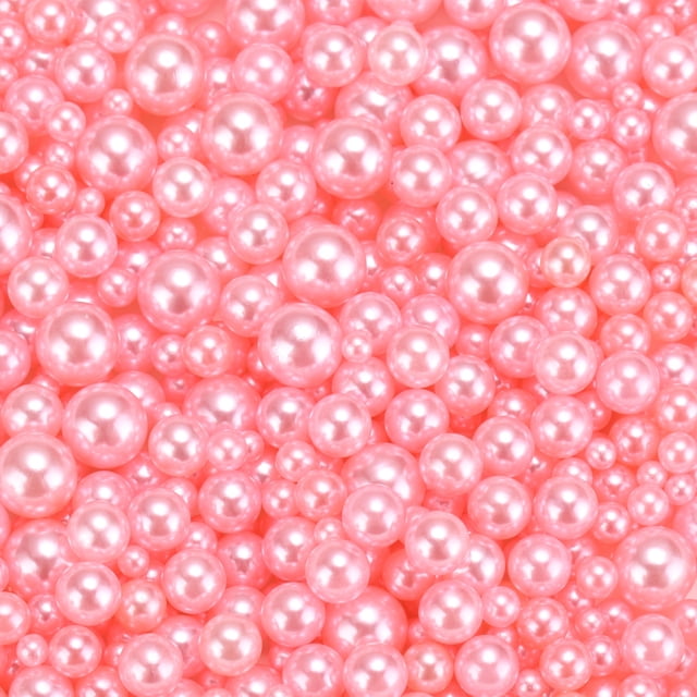 Uxcell 800 Pcs Faux Pearl for Crafting 0.12''-0.31'' No Hole ABS Round Pearls for Vase Fillers Pink