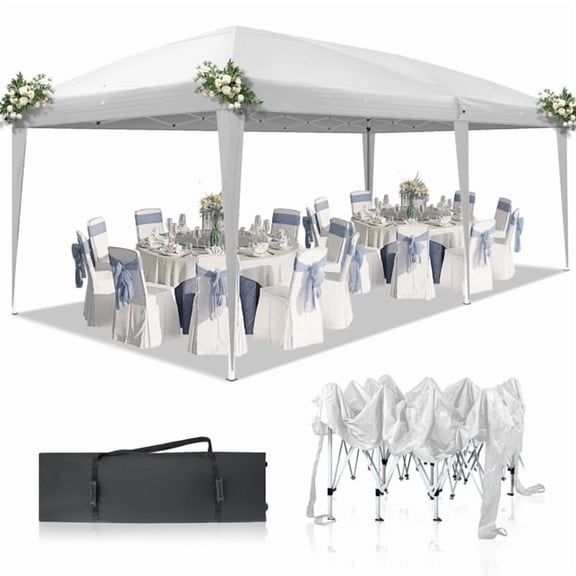 10' x 20' Pop Up Canopy Tent, Large Portable Folding Gazebo with 3-Level Height Adjustment