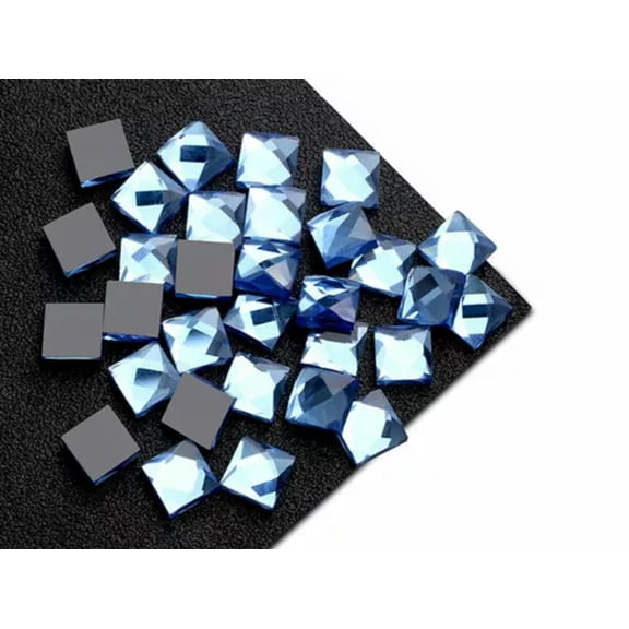 U8MO 100 Faceted Square Flatback Glass Crystal Rhinestone Gems 10X10mm Color Choice-Royal Blue