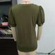 thumbnail image 2 of Camiseta con cuello en V para mujer, manga corta abombada, empalme de encaje, Color puro, holgada, camiseta de verano OD verde L, 2 of 3